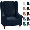 CHELZEN Copripoltrona Elastico con Orecchie Copridivano in velluto Poggiatesta Copridivano Poltrona con Schienale Largo (Blu Navy)