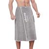 MeYuxg Kilt per Sauna da Uomo, Asciugamano da Sauna con Chiusura, Telo doccia, Sauna Maschile con Bottoni e Tasca, Kilt Sauna da Uomo in Spugna di Cotone Assorbente, Certificato, Grigio