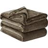 Aisbo Plaid Coperta Pile Matrimoniale - Coperta Calda Invernale per Divano e Grande Letto Matrimoniale 220x240 cm Pile di Flanella Morbida Marrone, Fleece Blanket for Sofa and Couch