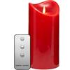 TRONJE Ø9x19cm LED Candela a Batteria con Timer e Telecomando - Durata Luce 1000 ore - Candela di Vera Cera con Fiamma Realistica - Rosso