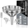 Walfos® Imbuto Cucina, Imbuto con Filtro in Acciaio Inox e 200 filtri a Rete Jam Straining con 2 setacci Rimovibili, Imbuto da 10,4 cm per Il trasferimento di ingredienti liquidi