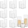 Glasseam Set Portacandele 24 Portacandele Vasi di Vetro per Decor Natale Halloween, Cena Portacandele per Centrotavola da Tavolo, Cilindro Hurricane Portacandele per Pillar Candles Votive Tea Light