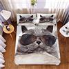 Ouduo 3D Gatto Stampa Set di Lenzuola con 2 Federe, Microfibra Lenzuolo sotto con Angoli profondità 30cm ed Elastic per Letto Singolo Matrimoniale King Size (Bel Gatto,140x200x30cm)