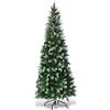 COSTWAY Albero di Natale Innevato 180/220 cm, Albero di Natale Slim con Pigne, Base di Metallo e Rami Rigogliosi in PVC, Albero di Natale per Casa, Ufficio e Negozio (180 cm)