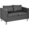 HOMASIS Divano a 2 posti, con cuscino per schienale e seduta rimovibili, con piedini in metallo, divano lounge per soggiorno e ufficio, 120 x 60 x 62,5 cm, grigio