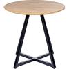 Beliani Tavolino Rotondo Piano in Metallo Nero Base Legno Chiaro Industriale