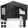 LIFERUN Gazebo 3x3,Gazebi Pieghevole con Oxford 420D,Tenda Giardino Pieghevole,Impermeabile,Tenda per Feste,Tenda Gazebo con 4 Pareti Laterali,Padiglione Giardino Protezione UV 50+,Per il Campeggio (Nero)