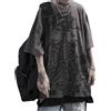YeGang T-shirt Y2K Skeleton Emo Grunge Oversize Gothic Tee Graphic Streetwear Techwear Alt Baggy Dark Academia, Nero , XL