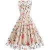 Huoghebg Abito da Donna Anni '50 Anni '60 Vestito da Donna Offerte Abito Donna Senza Maniche Fuori dalla Spalla Abiti Stampa Comodo Donne Abiti Fluide Vestito Donna Elegante Stile Hepburn Anni '50
