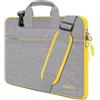 HSEOK Borsa a Tracolla per Notebook, Borsa Porta Laptop Super Sottile e Impermeabile, Fino a 13-13,3-14 Pollici, Grigio chiaro & giallo chiaro