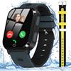 Noctiluxia Smartwatch Bambini GPS, 4G Orologio Smartwatch Telefono, Impermeabile, SOS, Videochiamate, Chiamate, Chat Vocale, Fotocamera, Contapassi, Sveglia, Smart Watch per Bimbin 4-12 Anni (Nero)