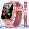 Noctiluxia Smartwatch Bambini GPS, 4G Orologio Smartwatch Telefono, Impermeabile, SOS, Videochiamate, Chiamate, Chat Vocale, Fotocamera, Contapassi, Sveglia, Smart Watch per Bimbin 4-12 Anni (Rosa)