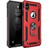 BestST Custodia Compatibile con iPhone XS Max Cover, 360° Girevole Regolabile Ring Armor Bumper TPU Case Magnetica Supporto Smartphone Silicone Custodie Heavy Duty Antiurto Case, Rosso