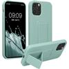 kwmobile 1x Custodia Compatibile con Apple iPhone 12 / iPhone 12 Pro - Cover Supporto Dita - Back Case per Smartphone - Protezione Gommata menta