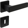 FELGNER Maniglia Bormio per porte interne | maniglia per porta moderna e di alta qualità | ferramenta per porta con rosetta | per porte interne e delle camere | Nero| con 2 chiavi