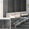 Livelynine Carta Adesiva per Mobili Legno Listelli Nero 40CMx5M Pellicola Adesiva Legno Nero 3D Moderno Skandi Lavabile Carta da Parati Adesiva Muro Effetto Legno Soggiorno Camera da Letto Bagno