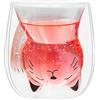 Dokeno Tazzina da Caffè, 200 ML Vetro Trasparente, Tazza Latte, Tazza Colazione Doppio Vetro, Gatto Cappuccino The per Caffè, Succhi di Frutta o Altre Bevande