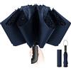 Conlun Ombrello pieghevole compatto anti-tempesta - antivento automatico blu per uomo, rivestimento in teflon 210T, inverso da 105 cm, da pioggia grande 10 ossa Regali di Natale