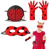 FUIPVGI 3 Pezzi Lady Bug Costume Bambina, Ladybug Accessori Costume Set, Ladybug Maschera Guanti, Ladybug Borsa, Costume Ladybug Ape Bambina, per Halloween Cosplay Costumi da Fata Carnevale (Rosso)