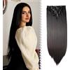 Elailite Extension Clip Capelli Lisci Nero Naturale, 8 Fasce Ondulate Singole 140g Testa Piena Hair Extensions Sintetiche 58cm
