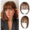 RPAEOY Frangia Clip Frangetta French Air Bangs Donna Extension Frangetta Finta Hair Clip Frontale Frangia Posticci per Capelli Fascia Unica Hair Bang Hairpiece Posticci con Tempie (Marrone Chiaro)