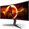 AOC Gaming CU34G2XP - WQHD Curved Monitor da 34 pollici, 180 Hz, FreeSync Prem., HDR400 (3440x1440, 1ms GtG, HDMI, DisplayPort, USB Hub) nero-rosso