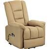 Totò Piccinni Poltrona MALAGA elevabile elettrica con 2 motori reclinabile massaggiante alza persona (Tessuto Beige)