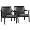 Yaheetech Set 2 Poltroncine Salotto Moderna Poltroncina Imbottita per Soggiorno Portata 136 kg Poltrona Camera da Letto Nero/Pelle