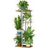 LINZINAR Supporto per piante a 4 ripiani e 5 ripiani in vaso, per giardino, angolo balcone, soggiorno (4 ripiani, 5 in vaso, bianco)