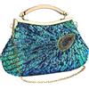 Gelory Peacock Poutches Bag - Borsa da donna con perline antiche, per San Valentino, per feste, matrimoni, cocktail e feste, Blu pavone, Taglia unica