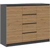 Oggi Lugo Armadio, Legno ingegnerizzato, Antracite/Artisan, 120 x 97 x 40 cm (D2)