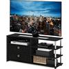 Furinno JAYA Supporto TV dal design semplice fino a 55 pollici con contenitori, Americano, Tubi in Acciaio Inossidabile