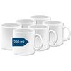 Spoddy Tazza da caffè in plastica (set da 6 tazze, piccola, bianca, 220 ml), in plastica con manico per campeggio, per bambini e anziani (riutilizzabile, senza BPA, lavabile in lavastoviglie, per forno a