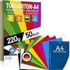 ELES VIDA CARTONE A4 50 fogli - spessore 220 g/m² - set di 10 colori colorati - cartone, fogli colorati per la scuola, hobby - fogli per bambini e fai-da-te, accessori per la creazione di album fotografici