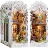 CRIOLPO DIY Book Nook Model Kit Case delle bambole, Reggilibri Scaffale Inserto Decorazione con Luce LED,Kit di Costruzione di Modellini in Legno per Casa delle Bambole Fai-da-Te per Adolescent