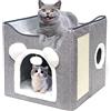 Siairo Cuccia per gatti Cuccia per cani Pieghevole Cestino per gatti con 2 cuscini rimovibili Palla appesa e tiragraffi Cuccia per gatti 40x40x40cm