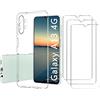 Xxmbbjy Cover per Samsung Galaxy A13 4G Custodia, 3 Pezzi Pellicola Protettiva Vetro Temperato, Morbida Trasparente Silicone TPU Antiurto Case per Samsung Galaxy A13 4G