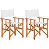 Shally Dogan Set 2 Sedie Pieghevoli da Giardino in Legno di Acacia, Sedia Regista Salvaspazio Seduta e Schienale Tessuto Ergonomico Design Nordico per Esterni, Terrazza, Balcone, Piscina (Bianco)