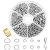 PH PandaHall 1161pz Anelli di Salto Aperti Acciaio Inox con 30pz Chiusura ad Artiglio di Aragosta, Kit di Gioielli Accessori per Bracciali Collane Orecchini Ciondoli Fai da Te, 4/5/6/8/10mm