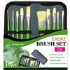 Exerz JH022 Set di pennelli per pittori - 10 pennelli professionali in una custodia protettiva da viaggio/perfetto per colori ad olio, acrilico, tempera