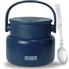 mnam Thermos Alimenti - Contenitore Termico per Alimenti Caldi - Thermo pasta - Porta Pranzo Termico - Portavivande Lunch Box Termico (Blu, 500 ml)