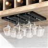 ZephyrHome 2 Pezzi Vino Bicchiere Rack，Porta bicchieri da vino da appendere, porta calici sottopensile，organizer per bicchieri bar，organizer calici，Autoadesivo,nessuna perforazione richiesta per cucina,bar(Nero）