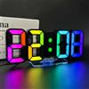 Seutgjie Orologio da Parete Digitale, 3D Orologio da Tavolo Digitale RGB 14 Colori Snooze 12/24 Data Luminosità Regolabile Modalità luce notturna Natale Regali