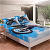Loussiesd Set di lenzuola per motocross Racer 3D Dirt Bike lenzuola per bambini ragazzi ragazzi estremi sport biancheria da letto set da corsa moto con angoli elasticizzati lenzuolo camera da letto 2 pezzi