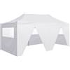 vidaXL Gazebo Pieghevole con 4 Pareti 3x6 m Acciaio Bianco