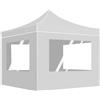 vidaXL Gazebo Pieghevole con Pareti in Alluminio 3x3 m Bianco