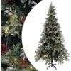 vidaXL Albero di Natale con LED e Pigne Verde e Bianco 225 cm PVC e PE