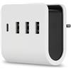 REV Caricatore USB - Adattatore presa USB A e C 3 + 1 con pratico ripiano - bianco
