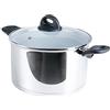 Genius Cerafit Steel - Pentola in acciaio inox, 24 cm + coperchio in vetro, con capacità di 6 l, per tutti i piani cottura e a induzione, fondo sandwich con anima in alluminio