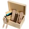 Kaps Kit Completo Pulizia e Cura delle Scarpe. Set da 9 Pezzi per la Cura di Stivali e Scarpe in Pelle, Kit per la Pulizia delle Calzature con Confezione Regalo in Legno